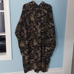 Knit Sweater Dress with Hoodie Green Camo 3X